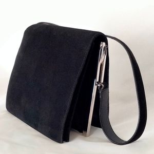Salvatore Ferragamo Vintage Magnetic Snap Shoulder  Evening Suede Ladies Purse